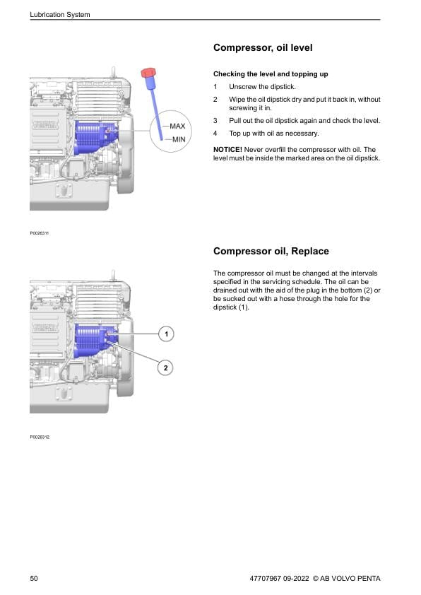 Volvo Penta D4 D6 Diesel Engine Service Repair Manual sample page with diagrams and specifications