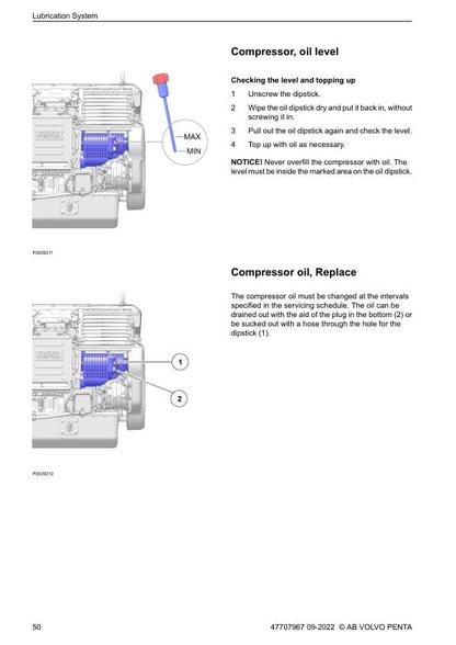 Volvo Penta D4 D6 Diesel Engine Service Repair Manual sample page with diagrams and specifications