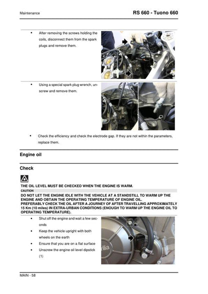 Aprilia RS 660 Tuono 660  Service Manual table of contents