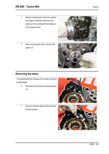 Aprilia RS 660 Tuono 660  Service Manual sample page with technical illustrations