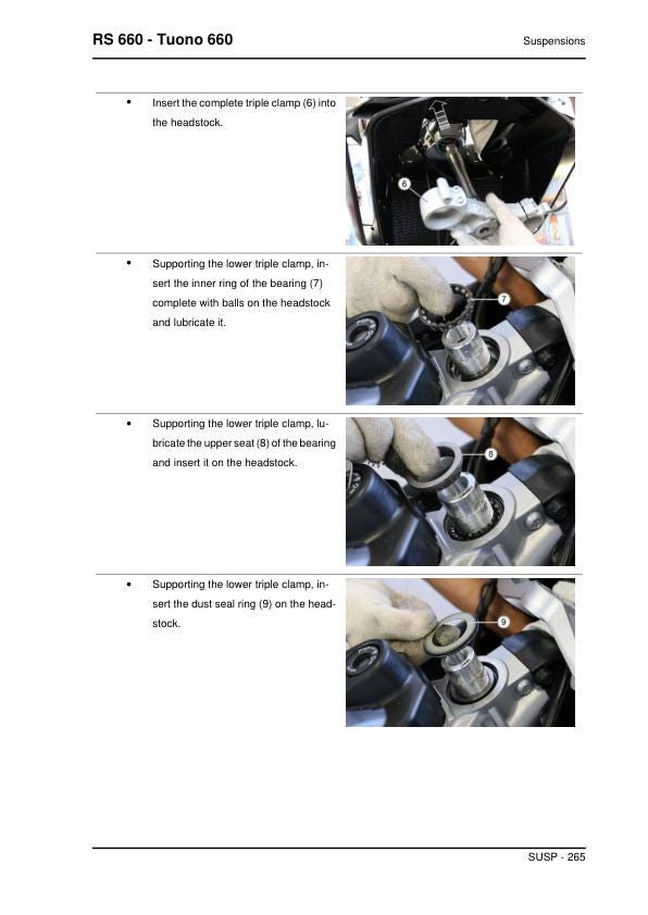 Aprilia RS 660 Tuono 660  Service Manual sample page with service data and tables