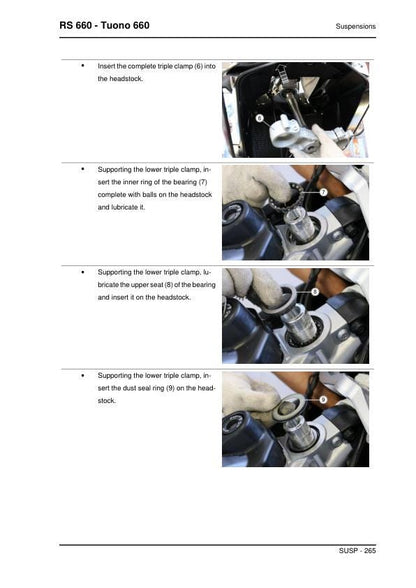 Aprilia RS 660 Tuono 660  Service Manual sample page with service data and tables