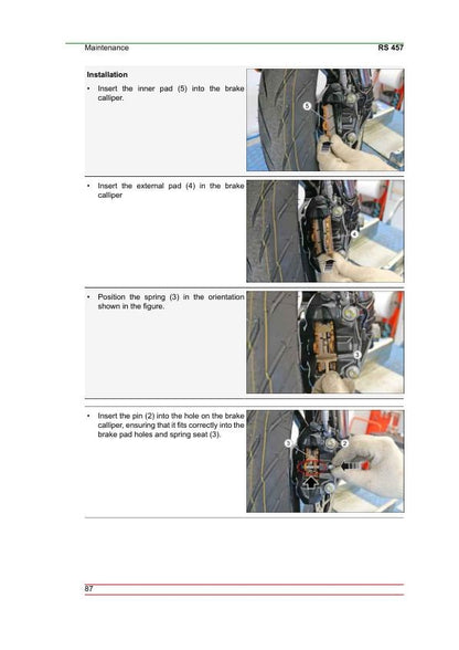 Aprilia RS 457 Service Manual sample page from service manual