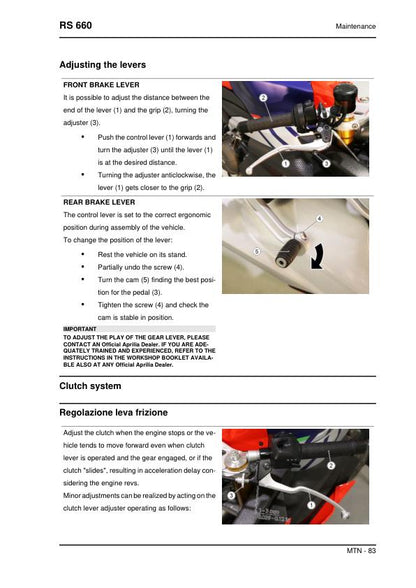 Aprilia RS 660 Service Manual sample page from service manual