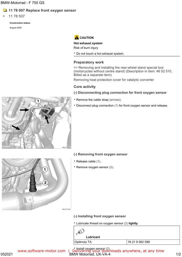 BMW F750 GS K80 Motorcycle Service Manual sample page from service manual