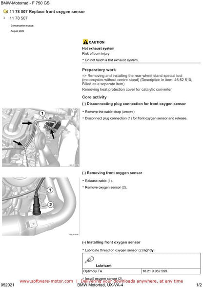BMW F750 GS K80 Motorcycle Service Manual sample page from service manual