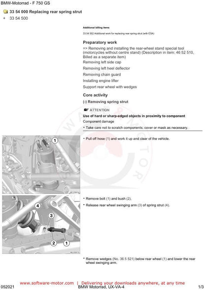 BMW F750 GS K80 Motorcycle Service Manual sample page with technical illustrations