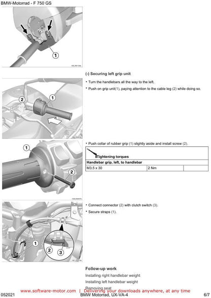 BMW F750 GS K80 Motorcycle Service Manual sample page showing schematics and diagrams