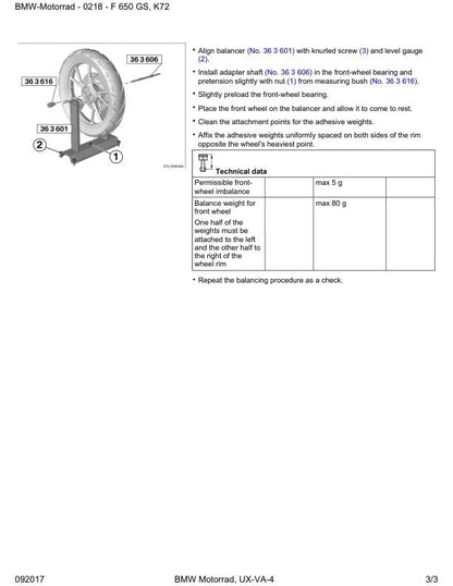 BMW F650 GS Dakar K72 Motorcycle Service Manual sample page showing repair procedures