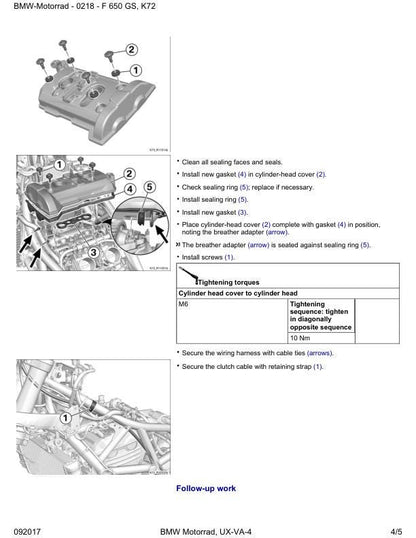 BMW F650 GS Dakar K72 Motorcycle Service Manual table of contents