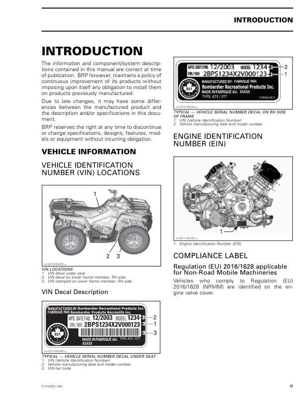Can Am Outlander 650 850 1000R Service Manual factory service manual title page