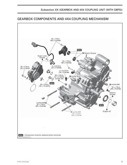 Can Am Outlander 650 850 1000R Service Manual sample page showing repair procedures