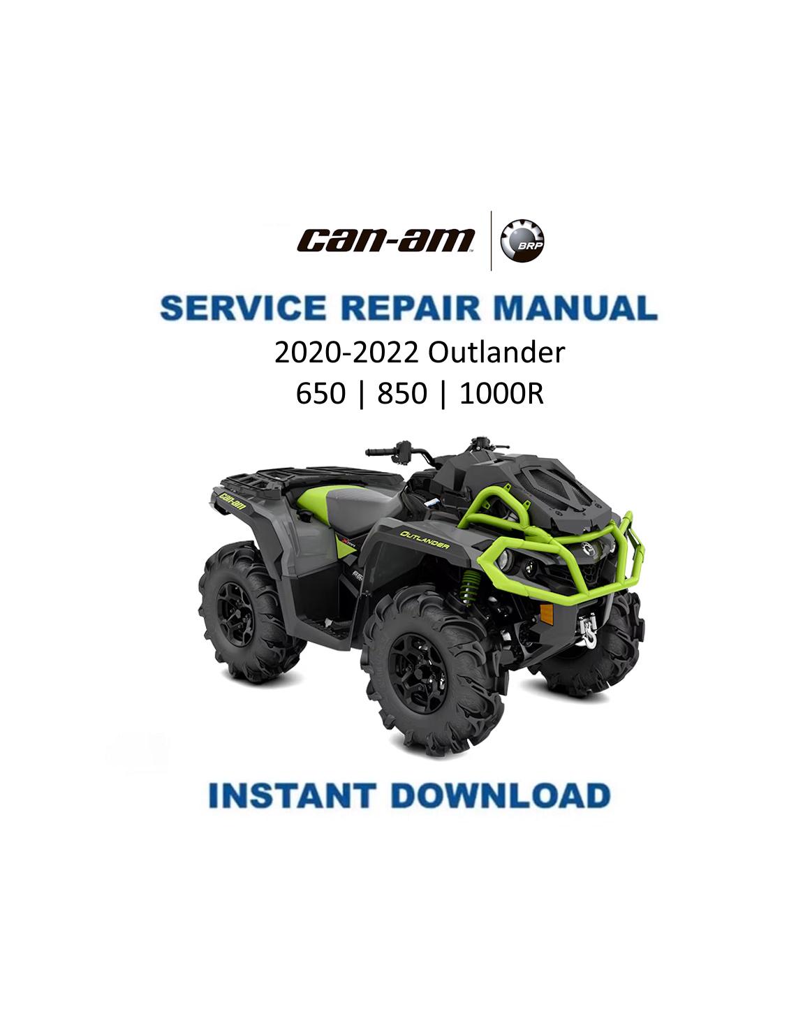 Can Am Outlander 650 850 1000R Service Manual 2020-2022 - Service Manual PDF Instant Download