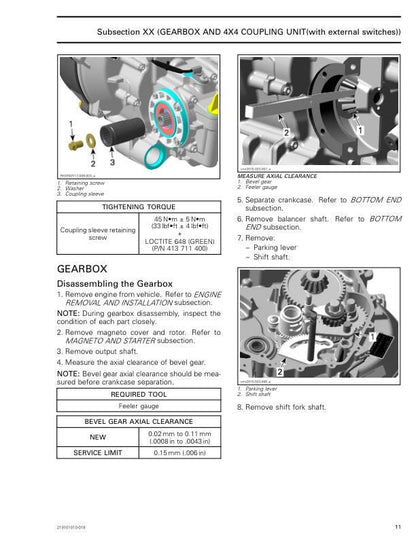 Can Am Defender Traxter HD5 HD8 HD10 Service Manual sample page with technical illustrations