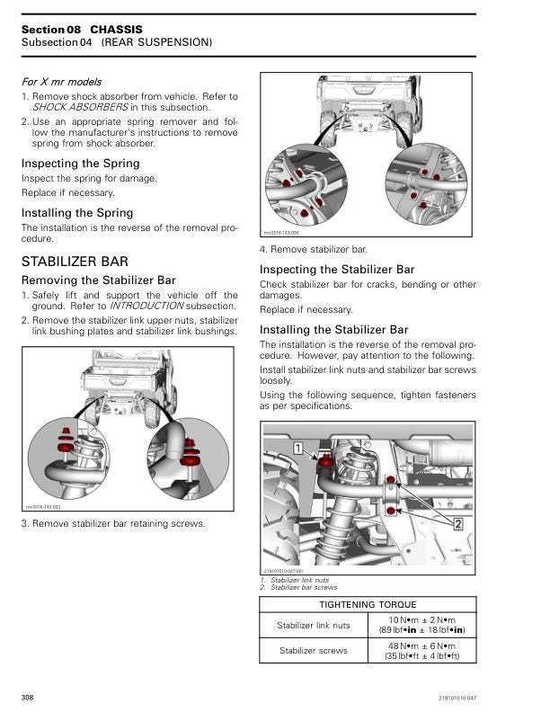 Can Am Defender 650 1000 HD7 HD9 Service Manual table of contents