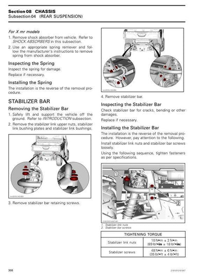Can Am Defender 650 1000 HD7 HD9 Service Manual table of contents