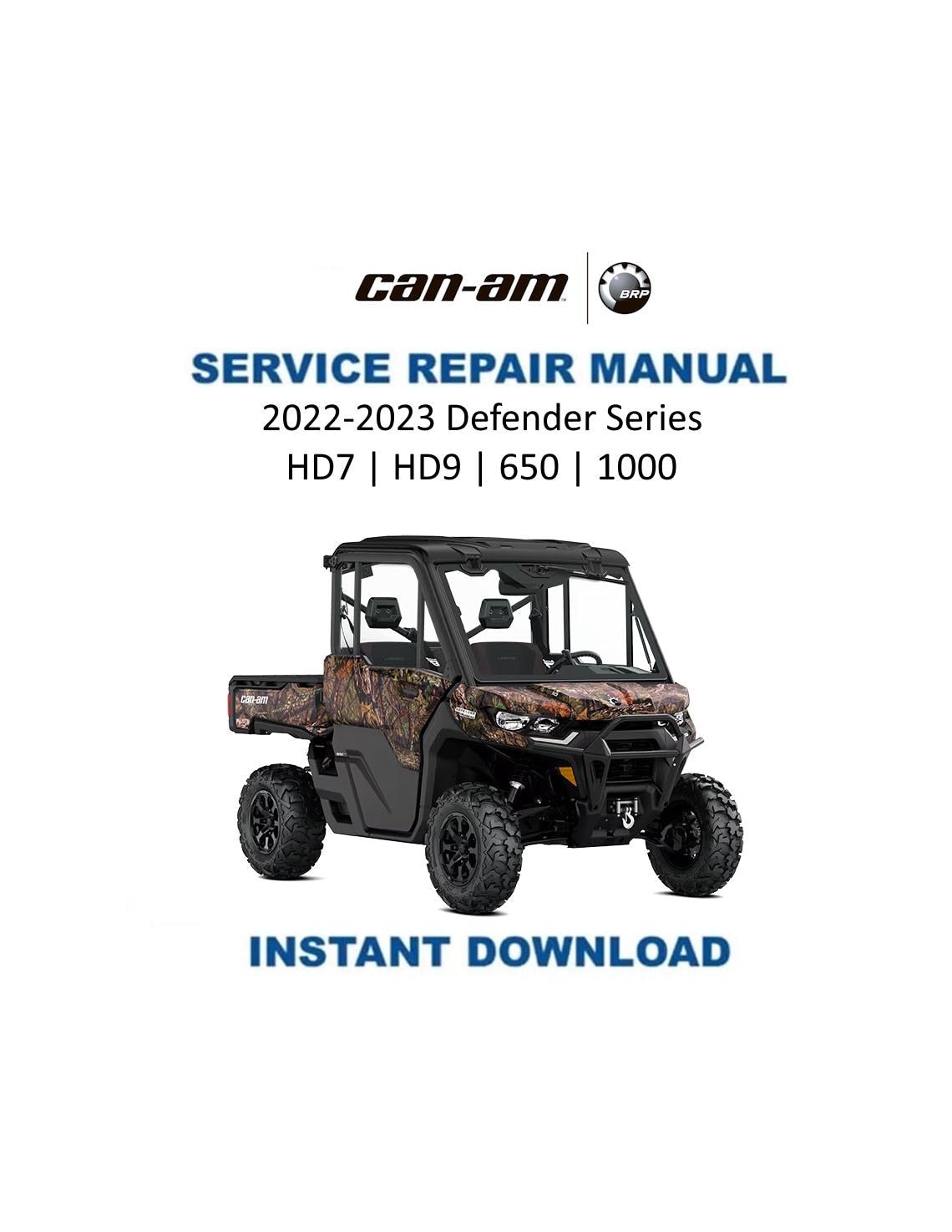 Can Am Defender 650 1000 HD7 HD9 Service Manual 2022-2023 - Service Manual PDF Instant Download