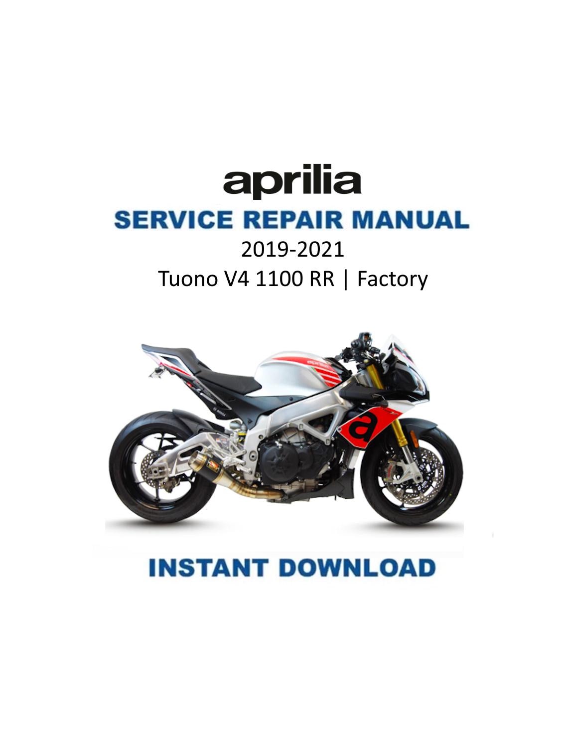 Aprilia Tuono V4 1100 RR - Factory Service Manual 2019-2021 - Service Manual PDF Instant Download