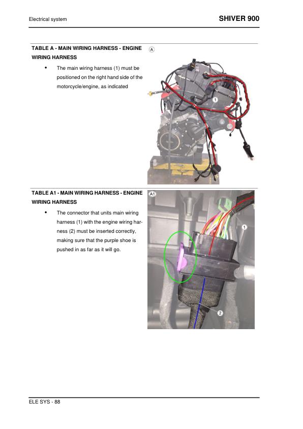 Aprilia Shiver 900 Service Manual sample page with diagrams and specifications