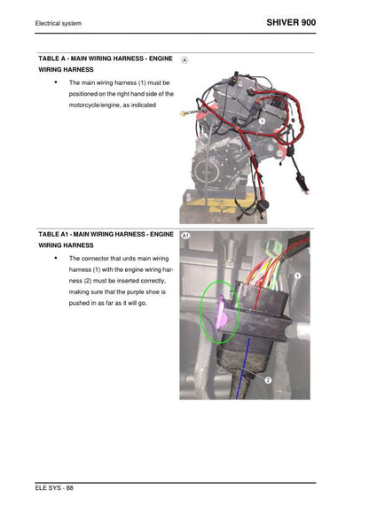 Aprilia Shiver 900 Service Manual sample page with diagrams and specifications