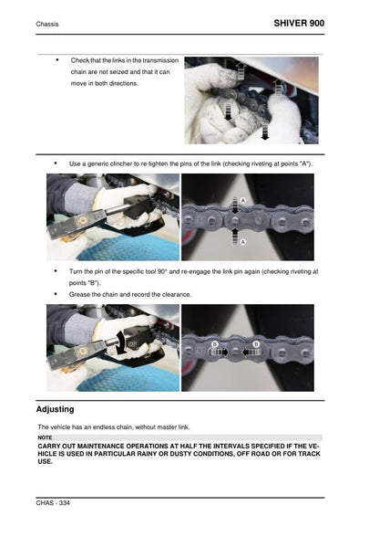 Aprilia Shiver 900 Service Manual sample page from the repair manual
