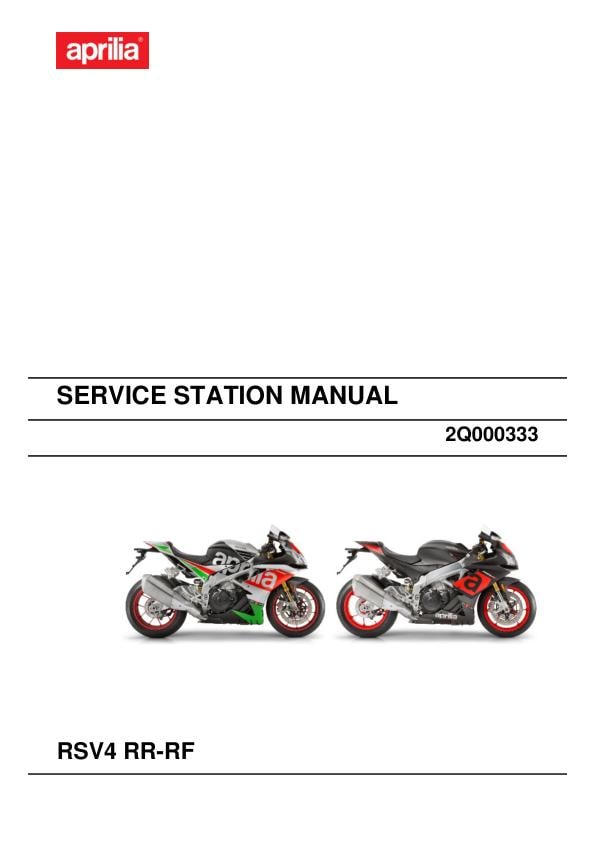 Aprilia RSV4 RR-RF Factory Service Manual factory service manual title page