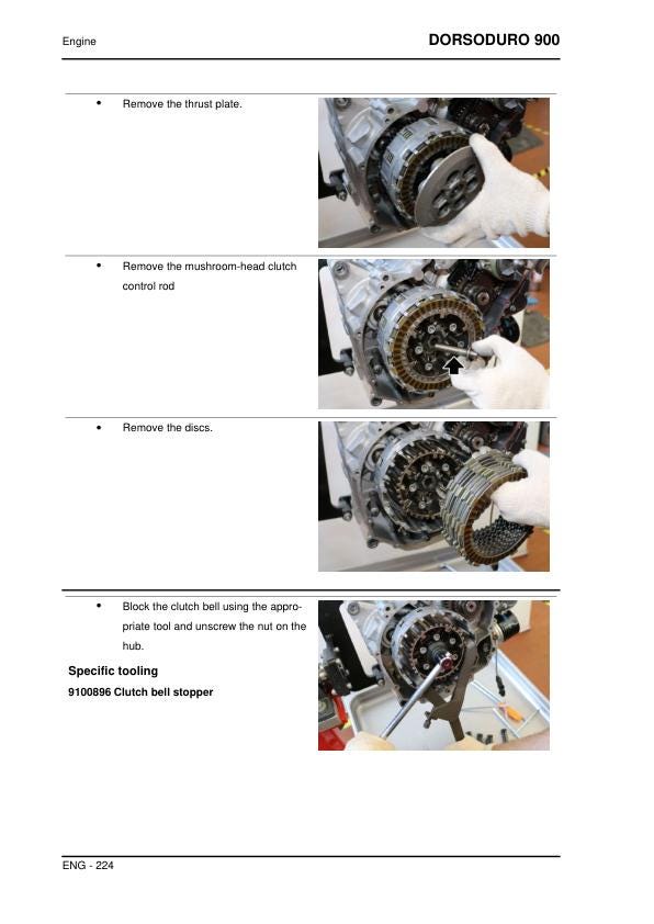 Aprilia Dorsoduro 900 Service Manual sample page showing repair procedures