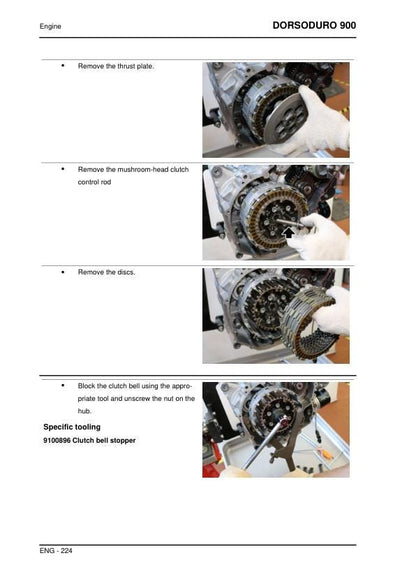 Aprilia Dorsoduro 900 Service Manual sample page showing repair procedures
