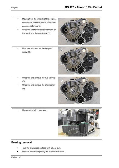Aprilia RS125-Tuono125-Euro4 Service Manual sample page from the repair manual