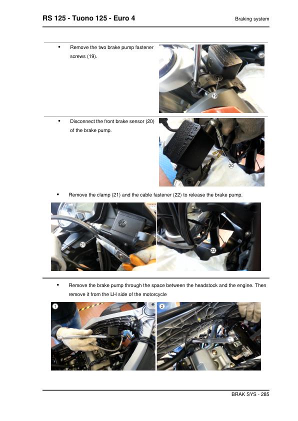 Aprilia RS125-Tuono125-Euro4 Service Manual sample page showing schematics and diagrams