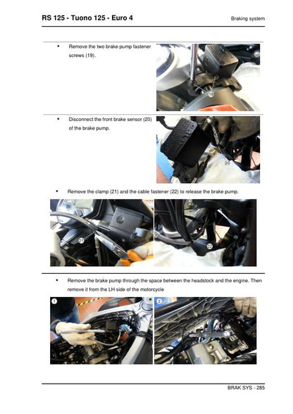Aprilia RS125-Tuono125-Euro4 Service Manual sample page showing schematics and diagrams