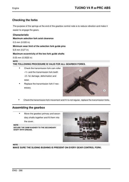 Aprilia Tuono V4 R a-PRC ABS Service Manual sample page with technical illustrations