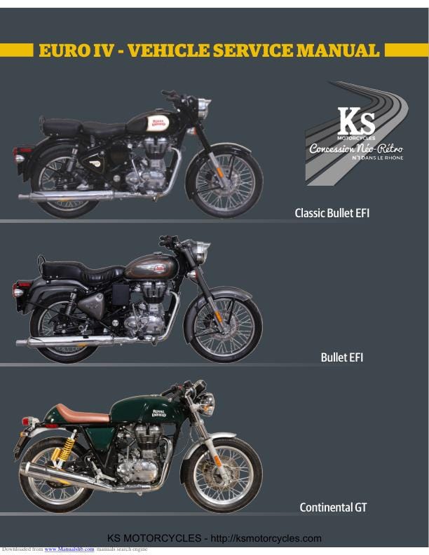 Royal Enfield Bullet & Continental Service Manual factory service manual title page