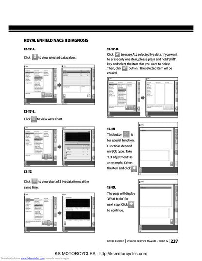 Royal Enfield Bullet & Continental Service Manual sample page with service data and tables