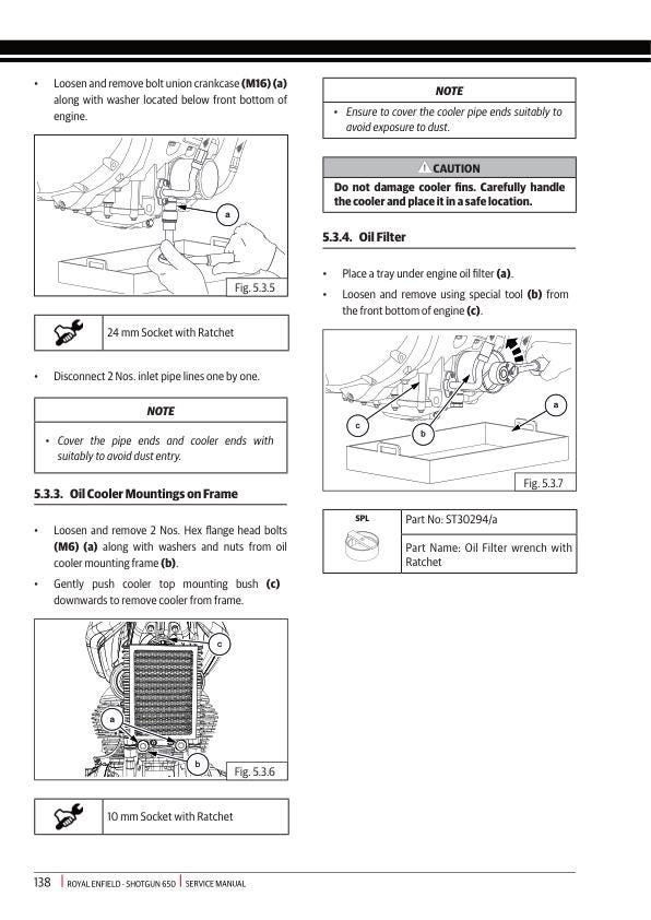 Royal Enfield Shotgun 650 Motorcycle Service Manual sample page from service manual