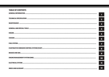 Royal Enfield Himalayan 450 Motorcycle Service Manual table of contents
