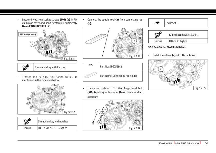 Royal Enfield Himalayan 450 Motorcycle Service Manual sample page showing repair procedures