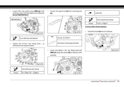 Royal Enfield Himalayan 450 Motorcycle Service Manual sample page showing repair procedures