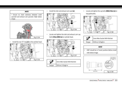 Royal Enfield Himalayan 450 Motorcycle Service Manual sample page with technical illustrations