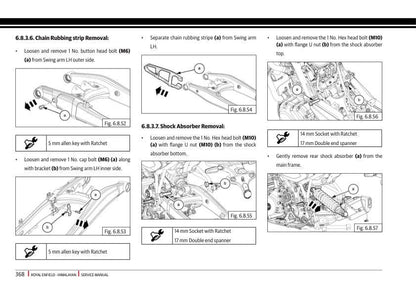 Royal Enfield Himalayan 450 Motorcycle Service Manual sample page with service data and tables