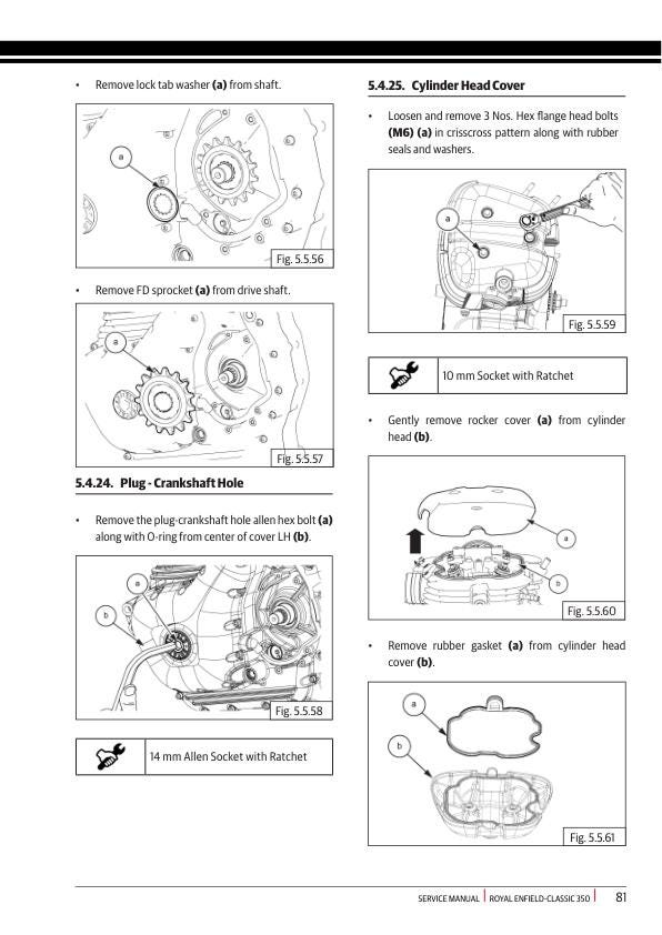 Royal Enfield Classic 350 Motorcycle Service Manual sample page from service manual