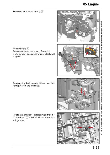 CFMOTO 675SS Service Manual sample page showing repair procedures