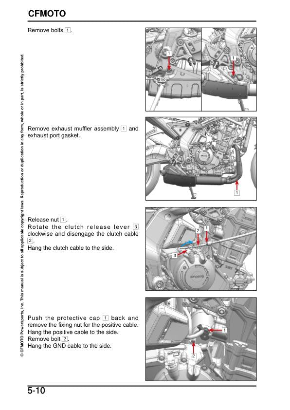 CFMOTO 675SS Service Manual sample page with diagrams and specifications