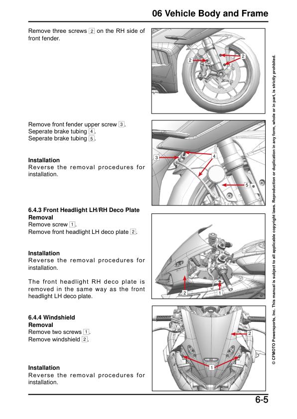 CFMOTO 675SS Service Manual sample page showing schematics and diagrams