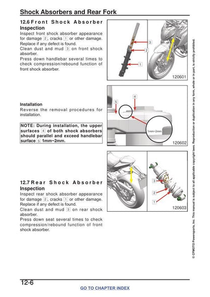 CFMOTO 650NK Service Manual sample page showing repair procedures