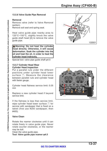 CFMOTO 650NK Service Manual sample page with technical illustrations