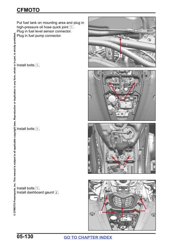 CFMOTO CFORCE 400 450 500 Service Repair Manual sample page showing repair procedures