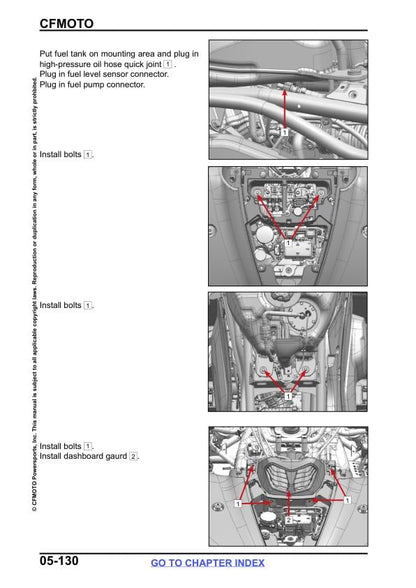 CFMOTO CFORCE 400 450 500 Service Repair Manual sample page showing repair procedures