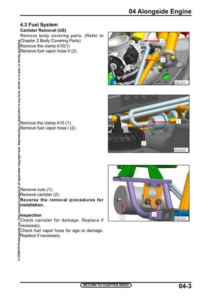 CFMOTO CFORCE 1000 Service Repair Manual sample page with diagrams and specifications