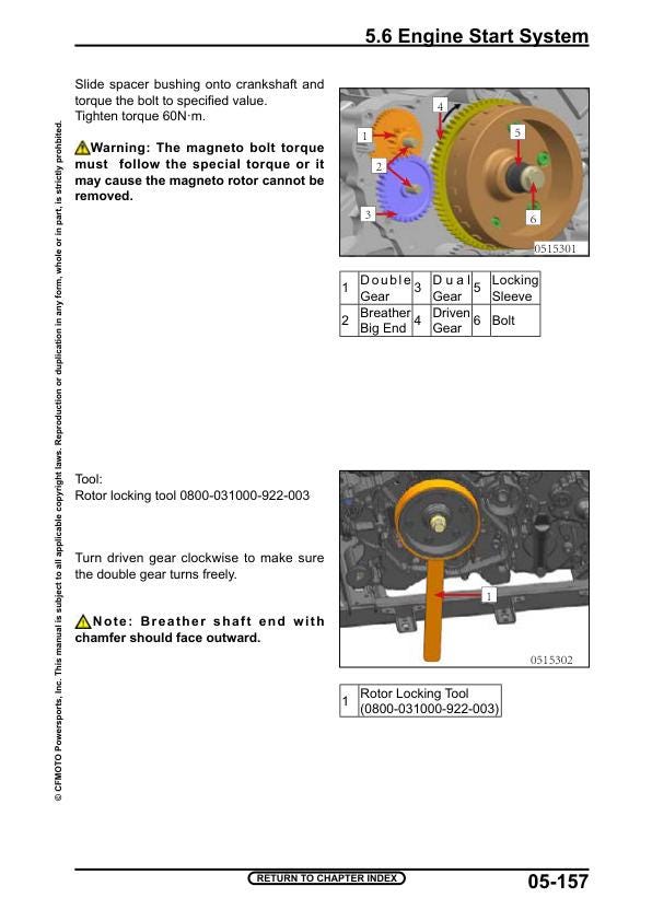 CFMOTO CFORCE 1000 Service Repair Manual sample page with service data and tables